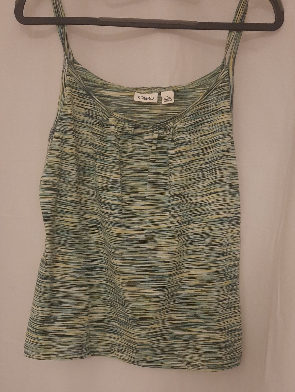 Cato Green and Blue Space-Dye Scoop Neck Camisole